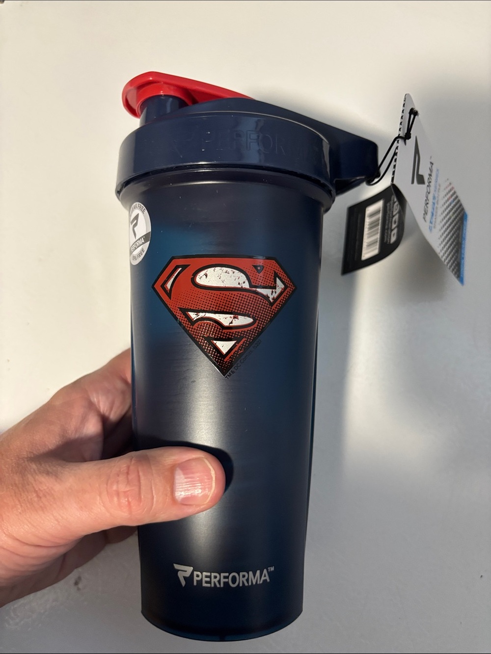 Superman Dark Blue Shaker Bottle with Red Accent